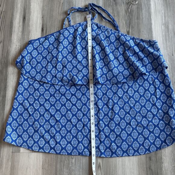 Lily White Blue And White Cami Dressy Tank With Cross Front Size Large - Picture 6 of 9